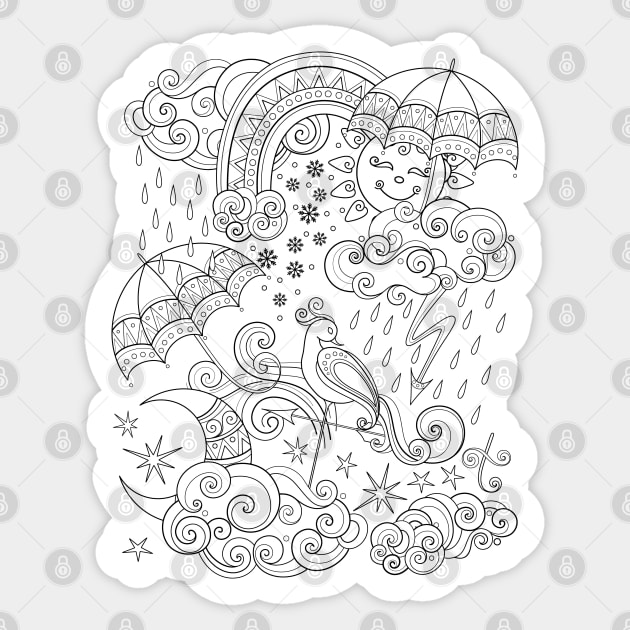 Noncolored Fairytale Weather Forecast Print Sticker by lissantee